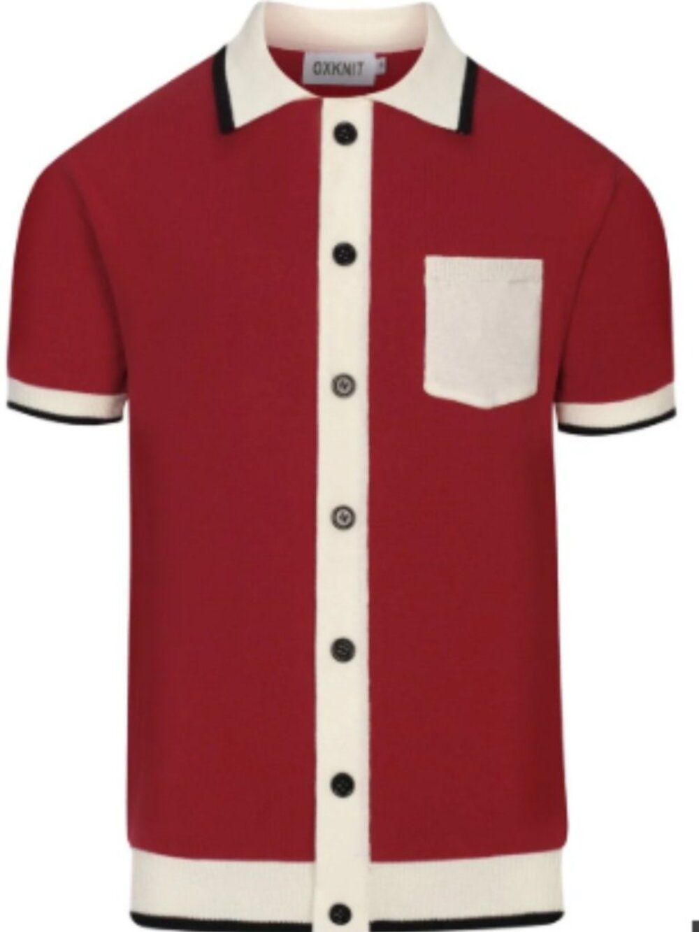 OXKNIT Men's Retro Knit Button Front Cardigan Shirt Brick Red 2XL NWT